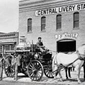 Firemen outside of Missoula livery