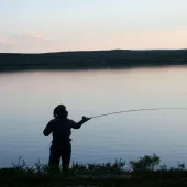 Fly fishing at dusk