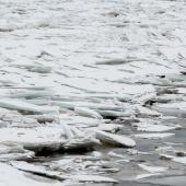 Ice jam on the river