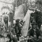 Blackfeet Men in Sun Dance Lodge