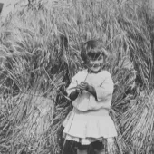Little girl standing in a wheat field