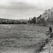 Native man fishing in the Pend d' Oreille River