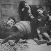 Orphan boys sleeping