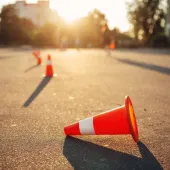Fallen traffic cone