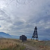 View of Headframe Over Butte
