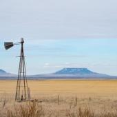 Square Butte with a bladeless windmill