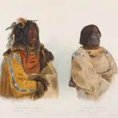 Mehkskeme, Blackfoot-Chief. Tatsicki-Stomick/ Piëkann Chief by Karl Bodmer, 1833.